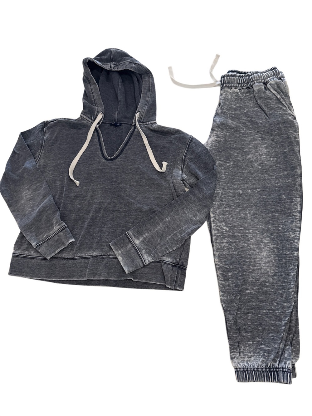 Women's splendid blue distressed Cozy hoodie & jogger set, small